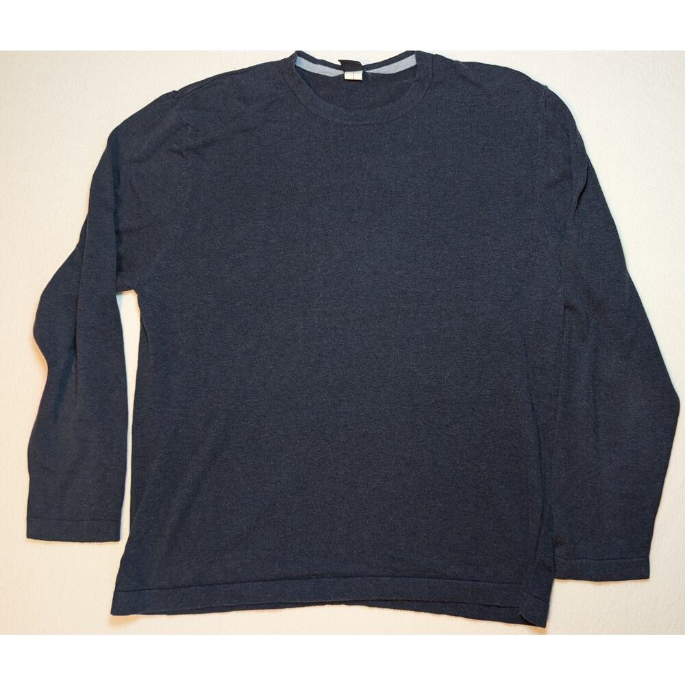 Gap Mens Round Neck Sweater Long Sleeve Navy Blue Size L Cotton Pullover